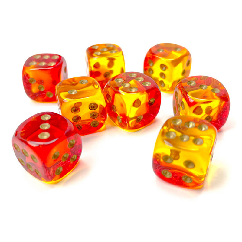 Dice Set 36d6 Gemini Translucent (12mm) 26868 Red Yellow / Gold