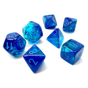 Dice 7-Set Gemini Translucent Luminary (16mm) 26463 Blue Blue / Light Blue
