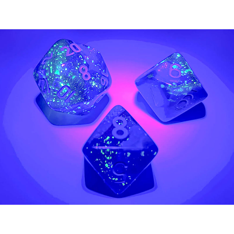 Dice 7-Set Gemini Translucent Luminary (16mm) 26463 Blue Blue / Light Blue