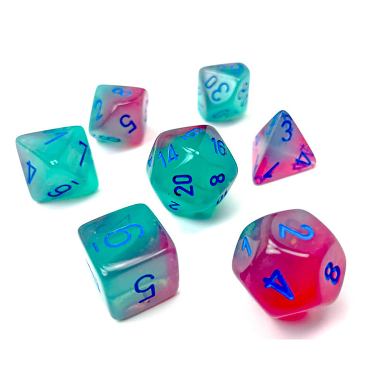 Dice 7-Set Gemini Luminary (16mm) 26464 Gel Green Pink / Blue