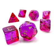 Dice 7-Set Gemini Translucent (16mm) 26467 Red Violet / Gold