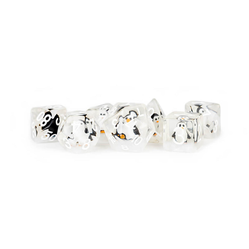 Dice 7-set Resin (16mm) Penguin / White