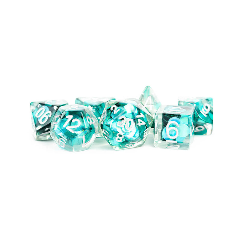 Dice 7-set Resin (16mm) Mermaid Scales / Silver