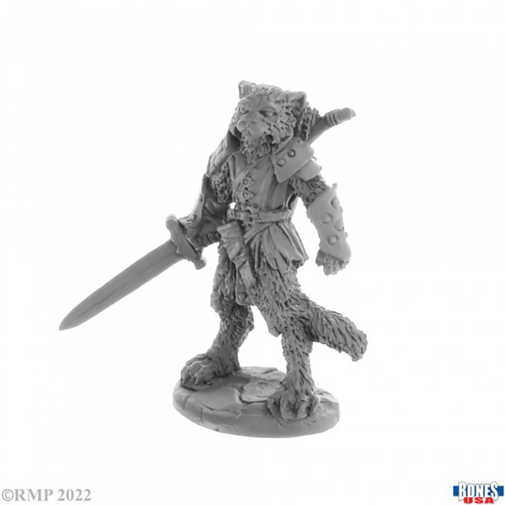 Mini - Reaper Bones USA 30058 Catfolk Fighter Mal — Twenty Sided Store®