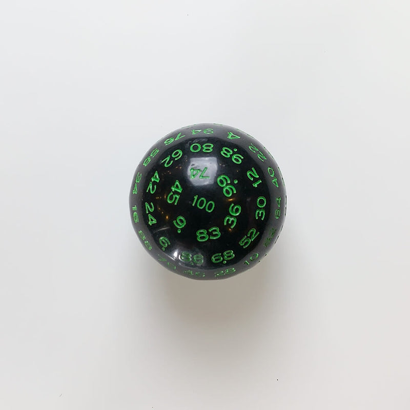 Dice Individual d100 Opaque (49mm) Black / Green