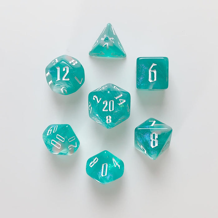 Seven Set Dice 7-set Arcane (16mm) Magician's Wave / White — Twenty Sided Store®