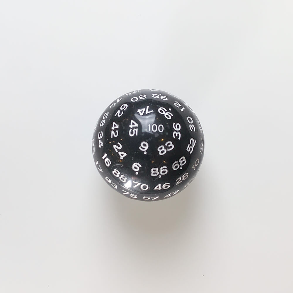 Polyhedral Dice d100 (45mm) Black / White