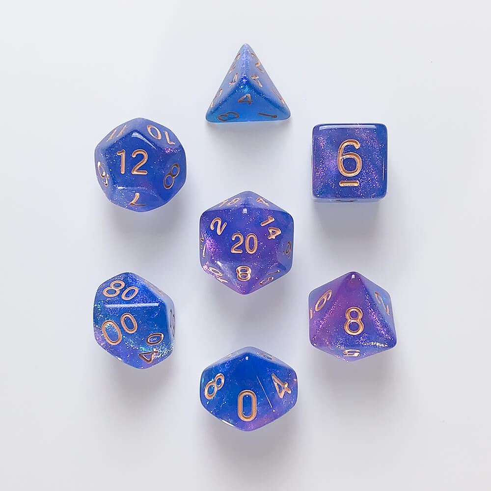 Dice 7-set Galaxy (16mm) Secret Stars / Gold