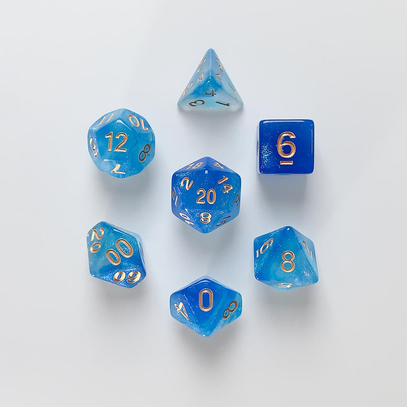 Dice 7-set Beach (16mm) Mermaid's Crown / Gold