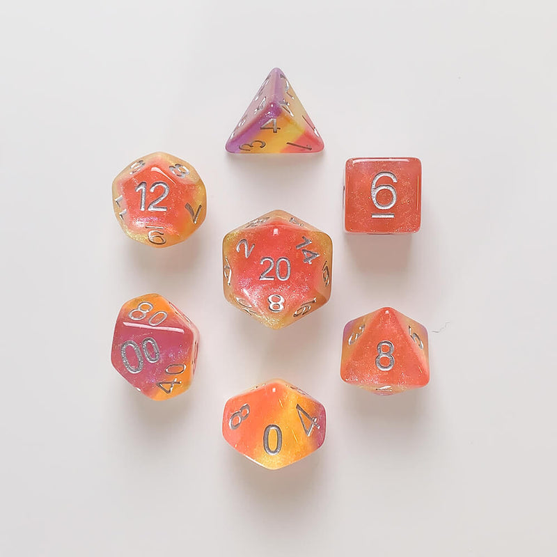 Dice 7-set Forest (16mm) Wyldfire / Silver