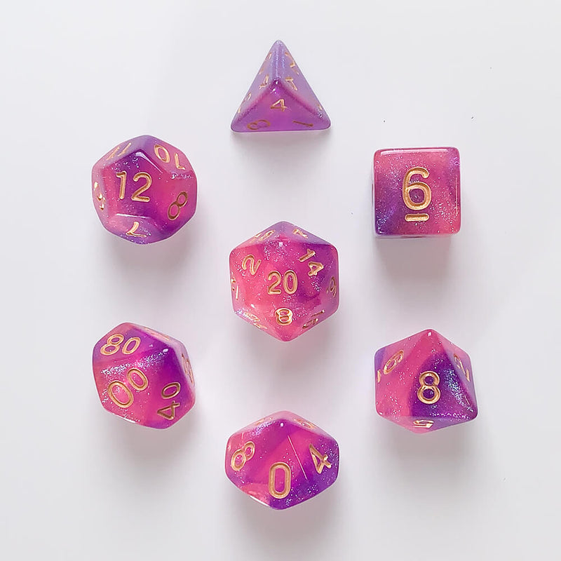 Dice 7-set Forest (16mm) Briar Rose Aurora / Gold