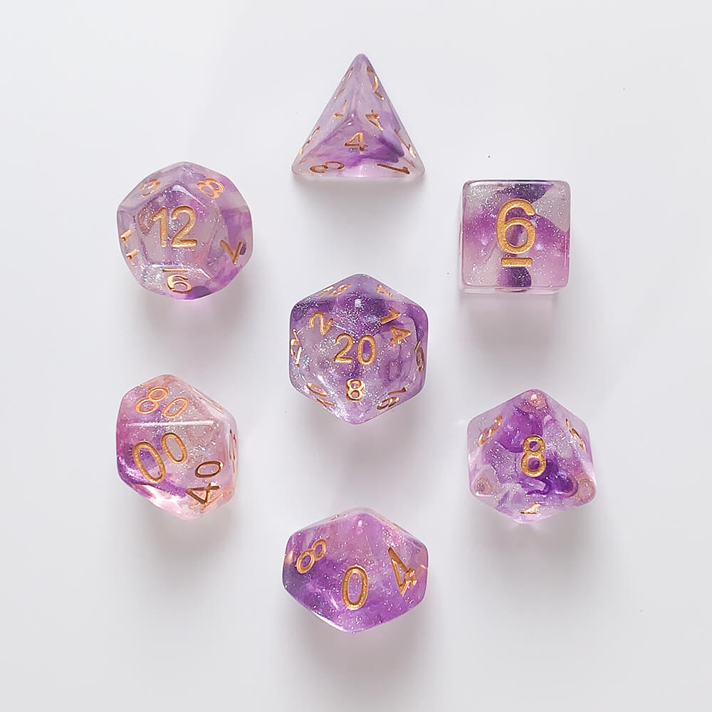 Dice 7-set Forest (16mm) Electric Iris / Gold