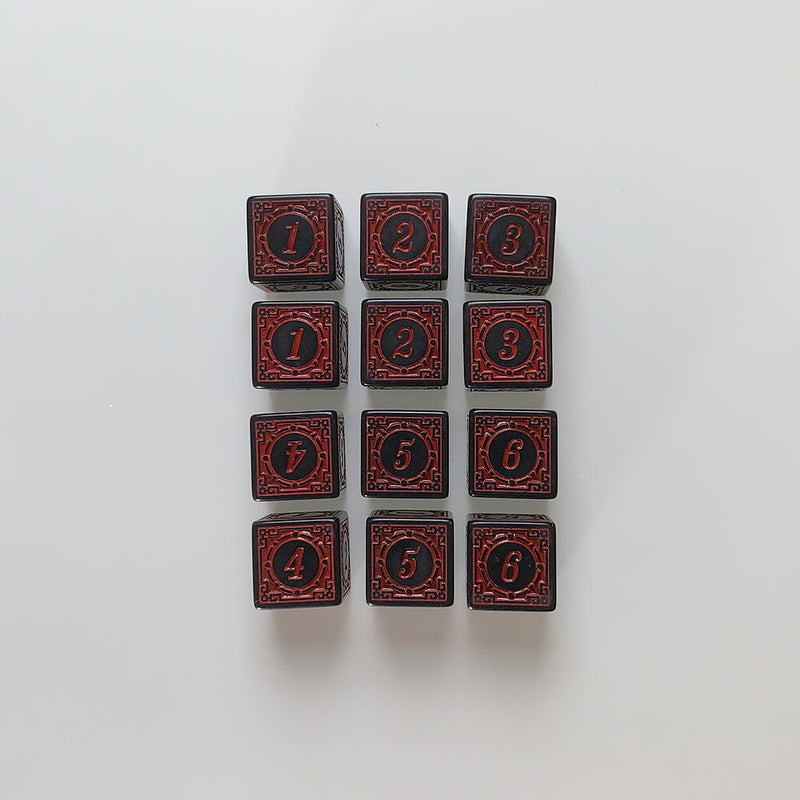 Dice Set 12d6 Arcane (16mm) Magic Burst / Red