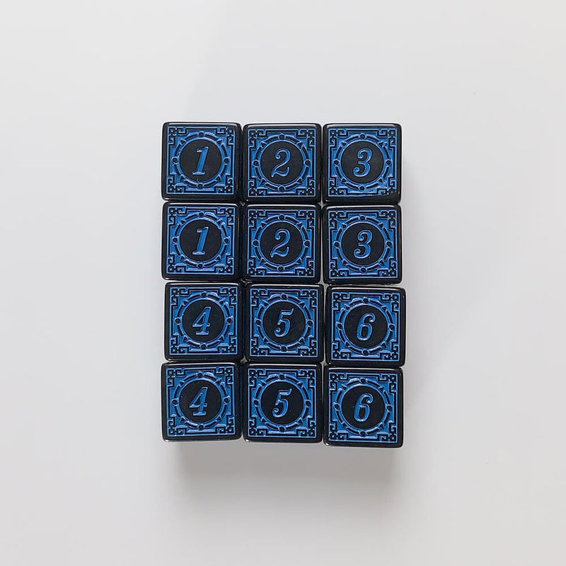 Dice Set 12d6 Arcane (16mm) Magic Burst / Blue