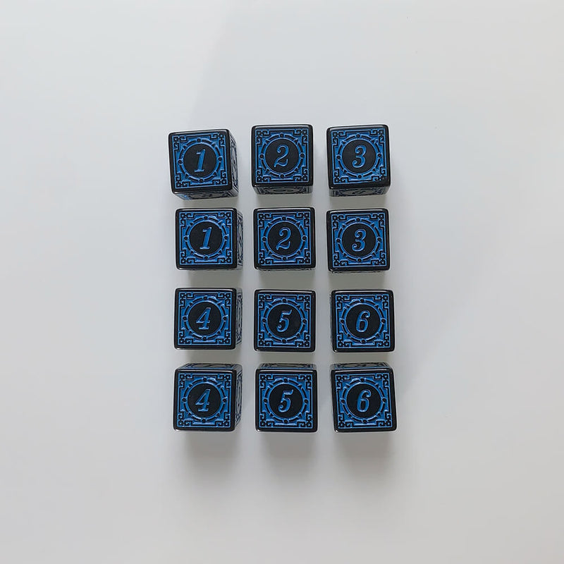 Dice Set 12d6 Arcane (16mm) Magic Burst / Blue