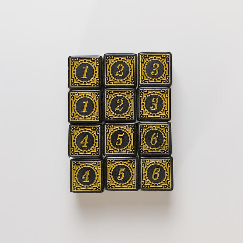 Dice Set 12d6 Arcane (16mm) Magic Burst / Yellow