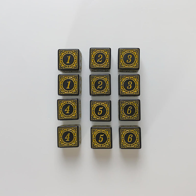 Dice Set 12d6 Arcane (16mm) Magic Burst / Yellow