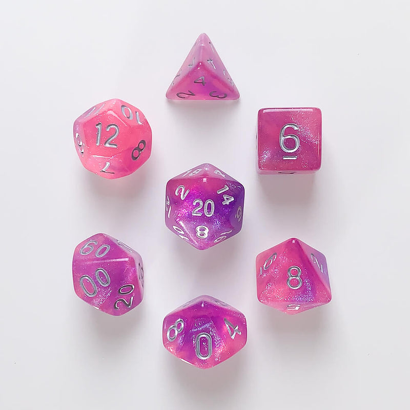 Dice 7-set Galaxy (16mm) Royal Aurora / Siver