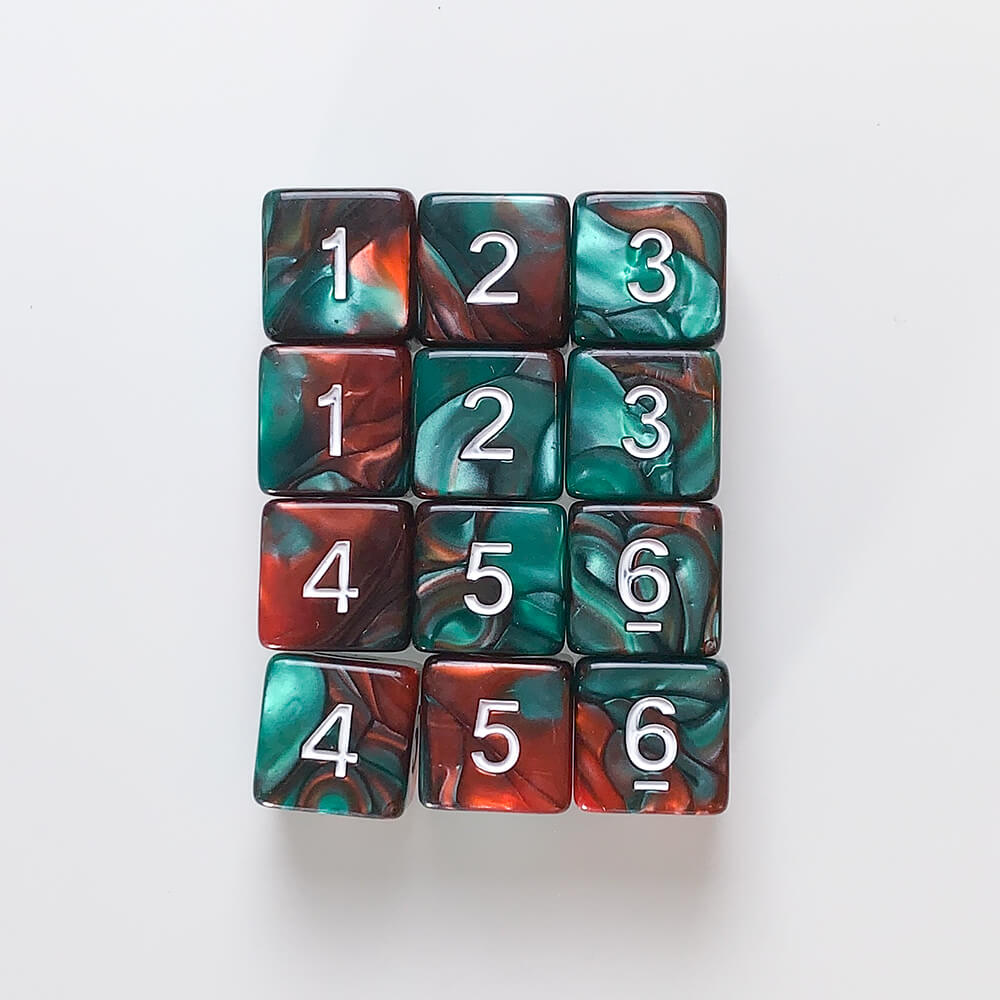 Dice Set 12d6 Forest (16mm) Burning Bush / White — Twenty Sided™