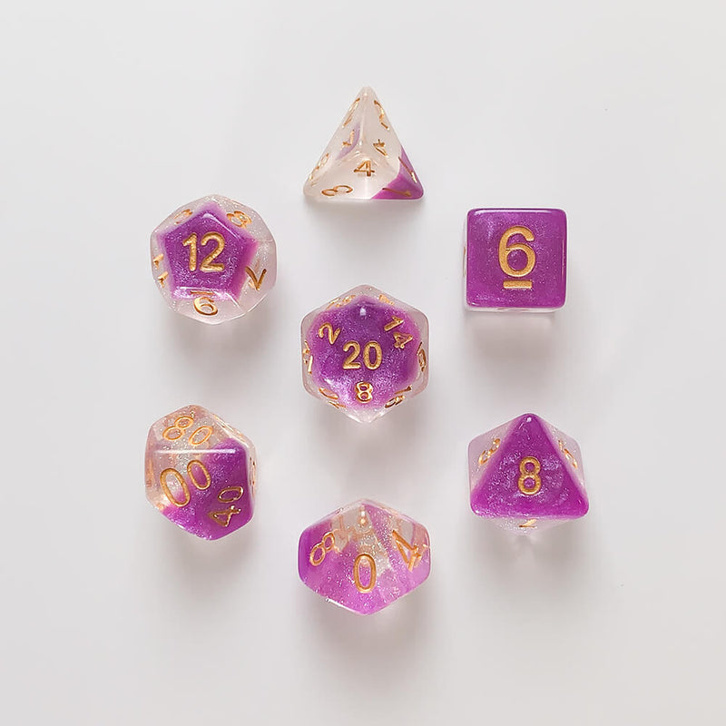 Dice 7-set Beach (16mm) Violet Sunset / Gold