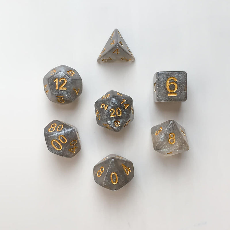 Dice 7-set Elemental (16mm) Onyxstone / Gold