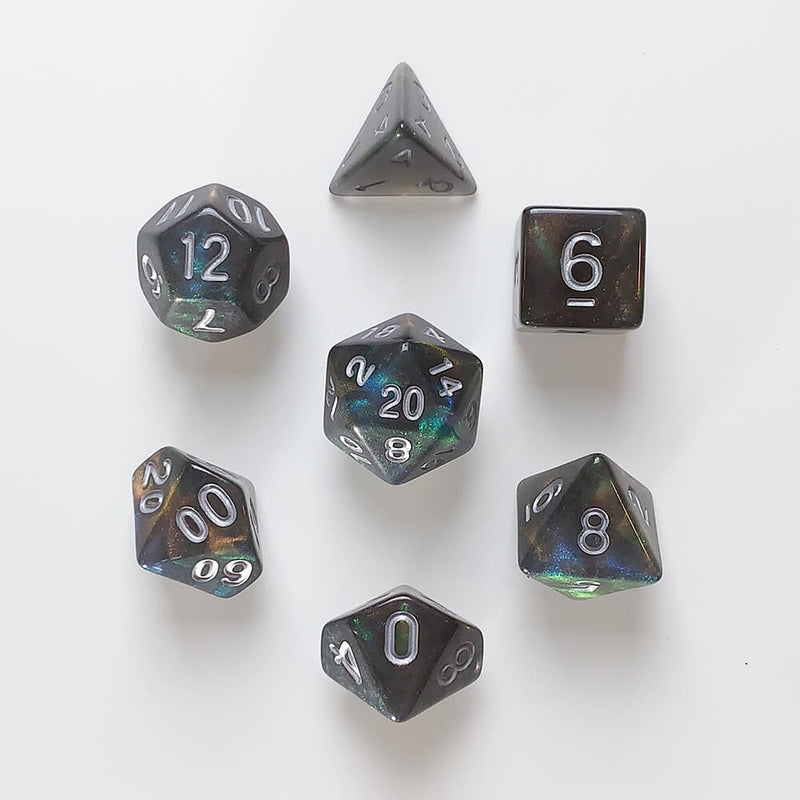 Dice 7-set Galaxy (16mm) Night Wish / Silver