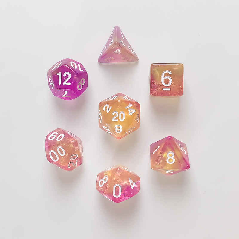 Dice 7-set Village (16mm) Lemon Jelly / White