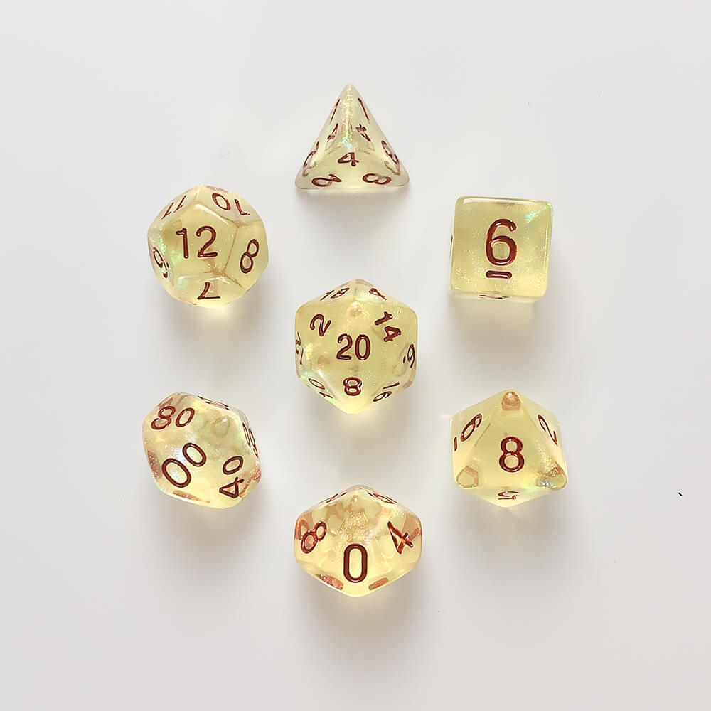 Dice 7-set Galaxy (16mm) Limelight / Red