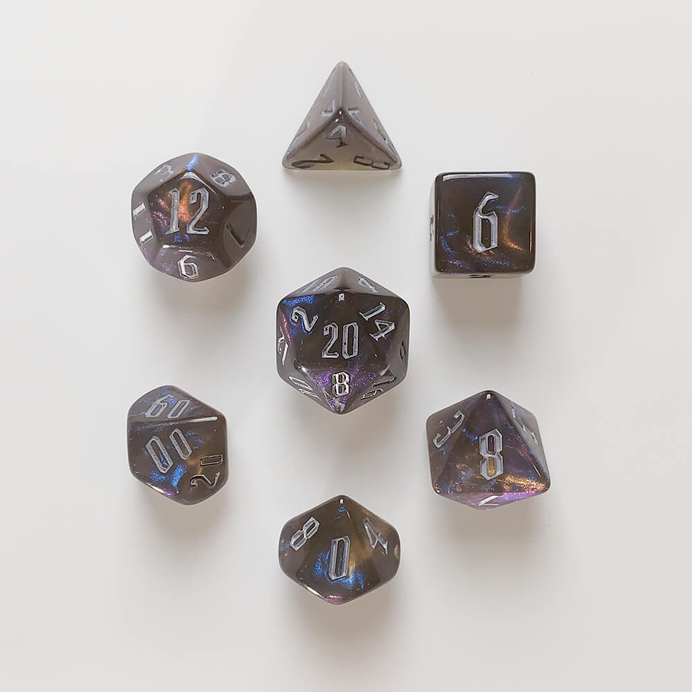 Dice 7-set Arcane (16mm) Magician's Dark Night / Silver