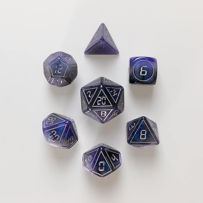 Dice 7-set Cyber (16mm) Blue Black / Silver