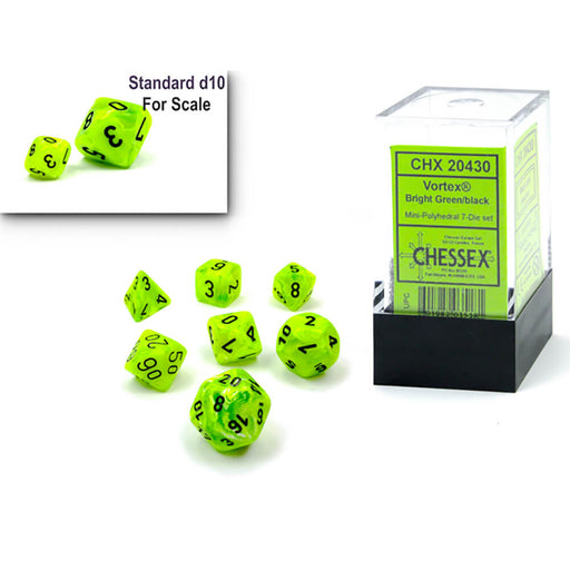 Dice 7-set Mini Vortex (10mm) 20430 Bright Green / Black