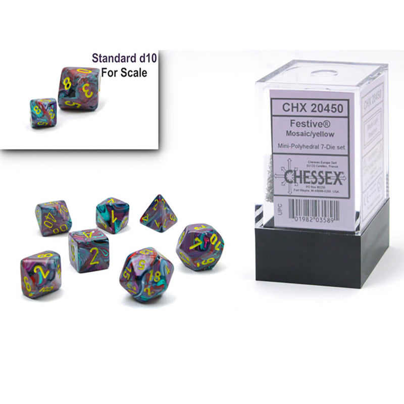 Dice 7-set Mini Festive (10mm) 20450 Mosaic / Yellow