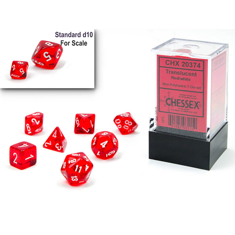 Dice 7-set Mini Translucent (10mm) 20374 Red / White