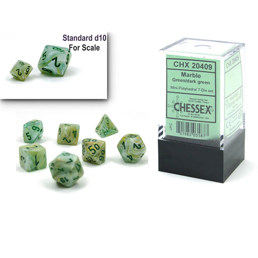 Dice 7-set Mini Marble (10mm) 20409 Green / Dark Green