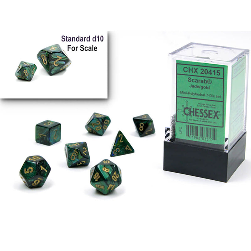Dice 7-set Mini Scarab (10mm) 20415 Scarab / Gold