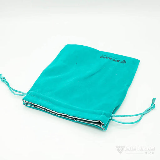 Dice Bag Velvet Teal (6x7in) Satin Lining Silver