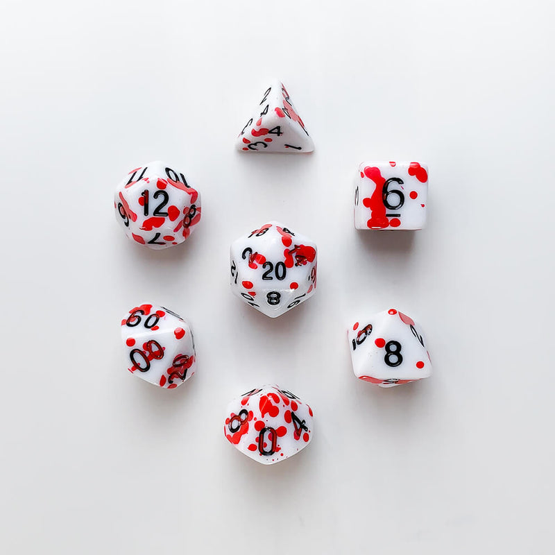 Dice 7-set Forest (16mm) Blood Splatter / Black