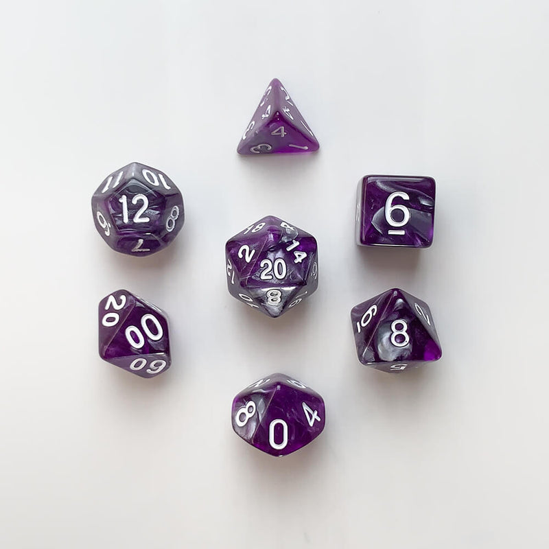 Dice 7-set Elemental (16mm) Dark Crystal / White
