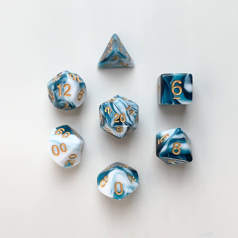 Dice 7-set Beach (16mm) Tidal Waves / Gold