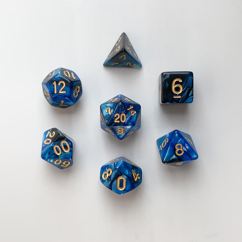 Dice 7-set Beach (16mm) Thunderstorm / Gold