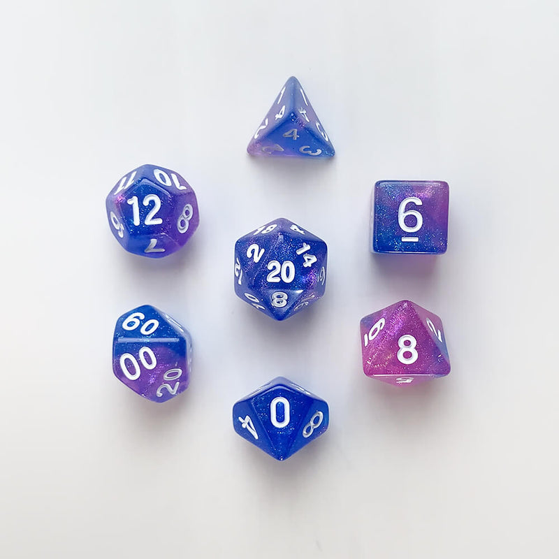 Dice 7-set Galaxy (16mm) Sapphire Phantom / White