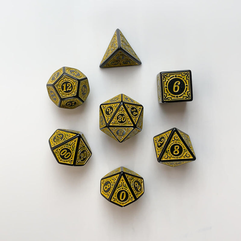 Dice 7-set Arcane (16mm) Magic Flame / Yellow