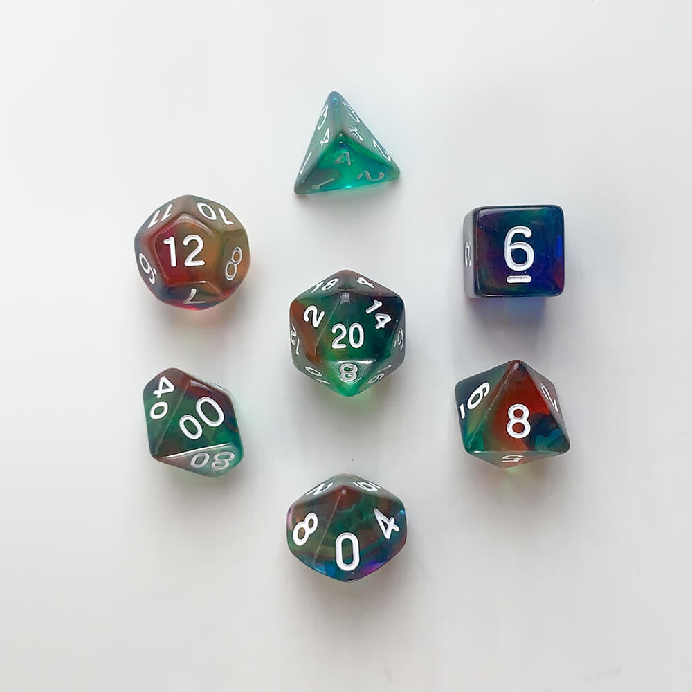 Dice 7-set Forest (16mm) Colorful Wind / White