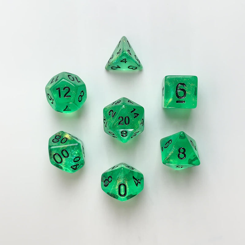 Dice 7-set Village (16mm) Emerald City / Black