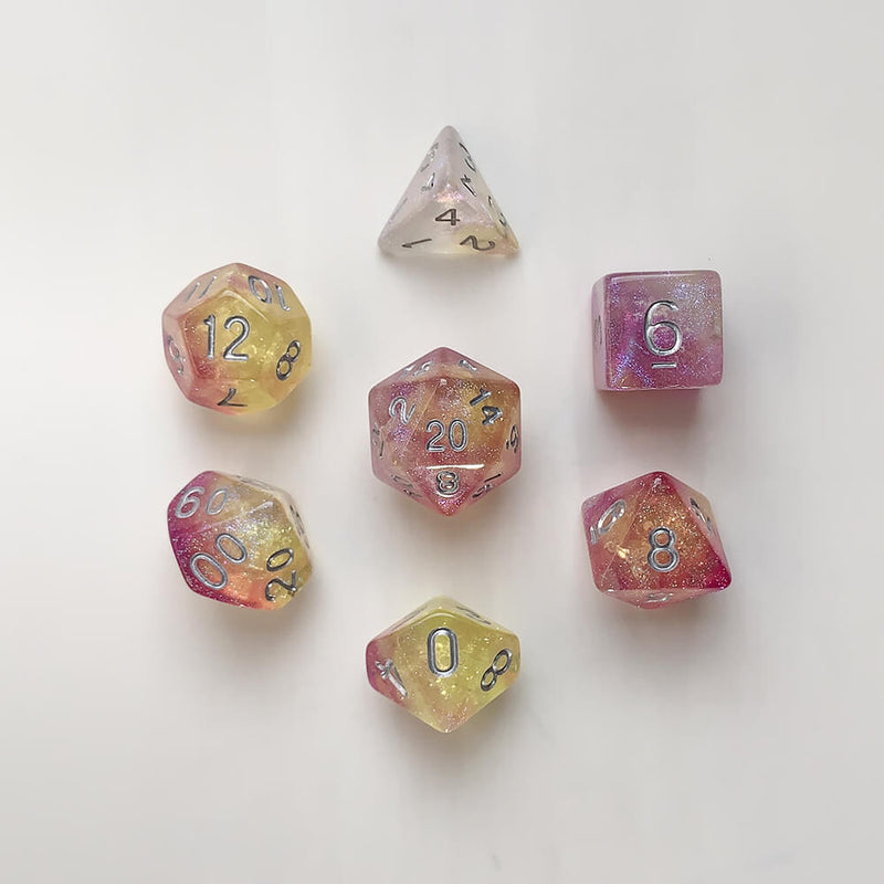 Dice 7-set Galaxy (16mm) Dream Nebula / Silver