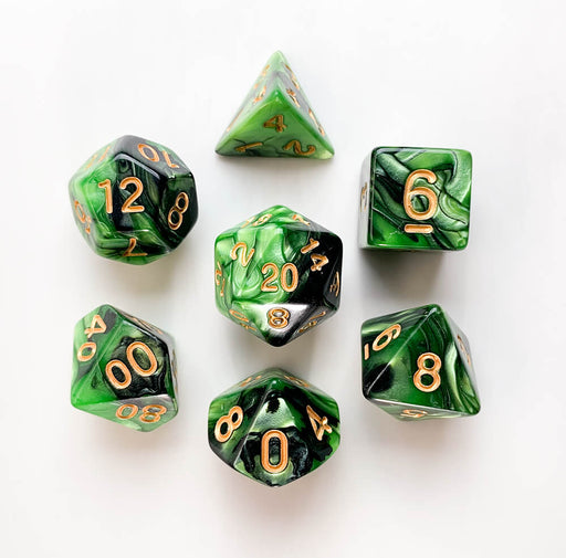 Dice 7-set Forest (16mm) Lakebed / Gold