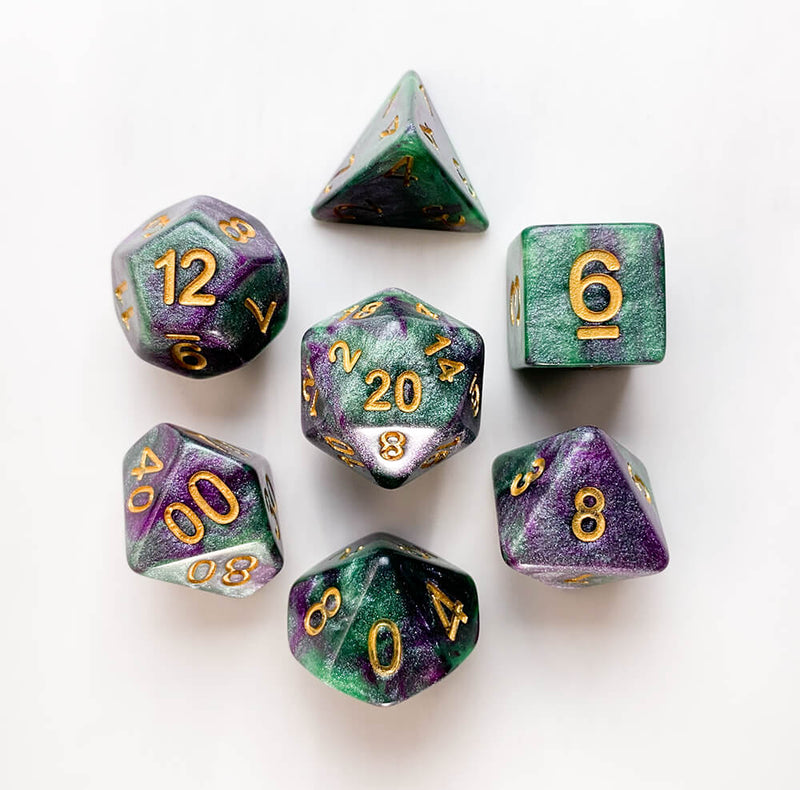 Dice 7-set Village (16mm) King Cake / Gold