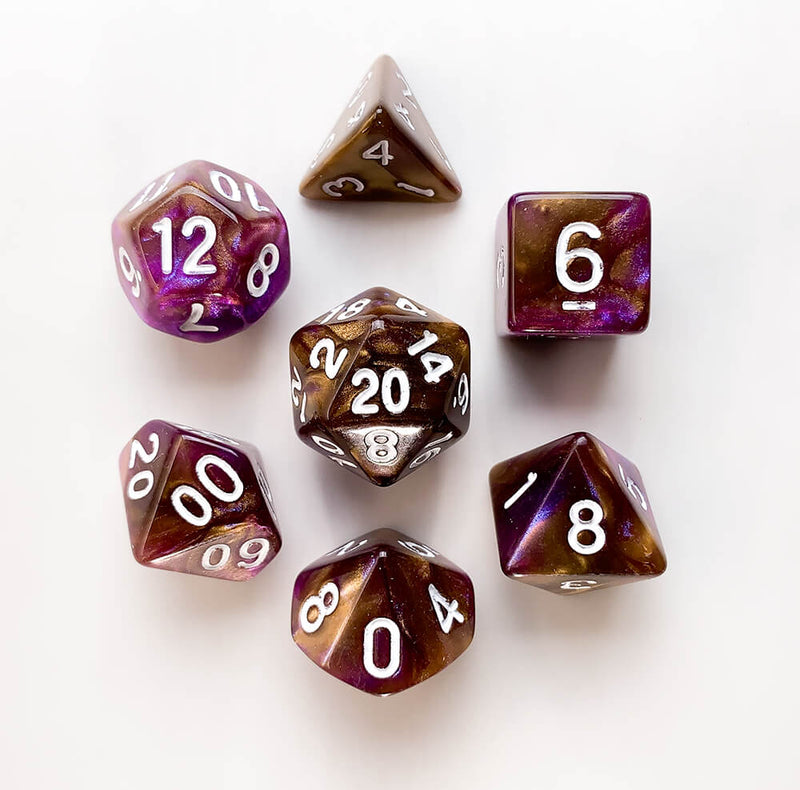 Dice 7-set Elemental (16mm) Puce / White