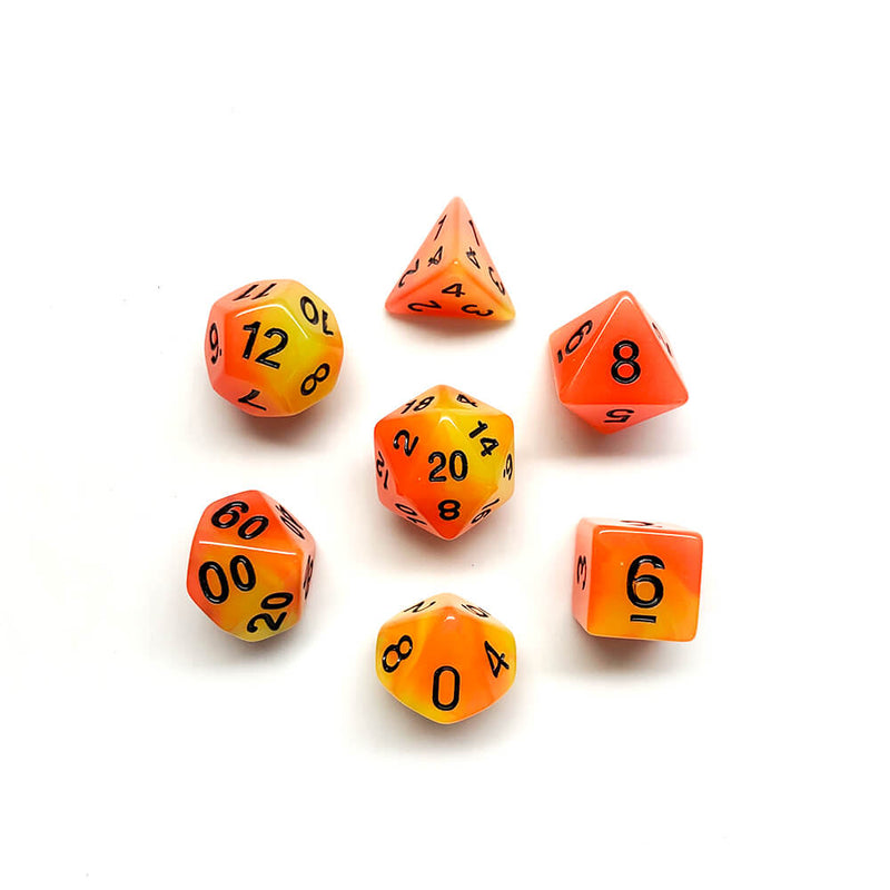 Dice 7-set Glow in the Dark (16mm) Arcturus / Black