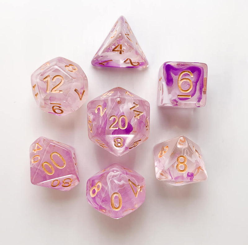 Dice 7-set Forest (16mm) Evening Fog / Gold